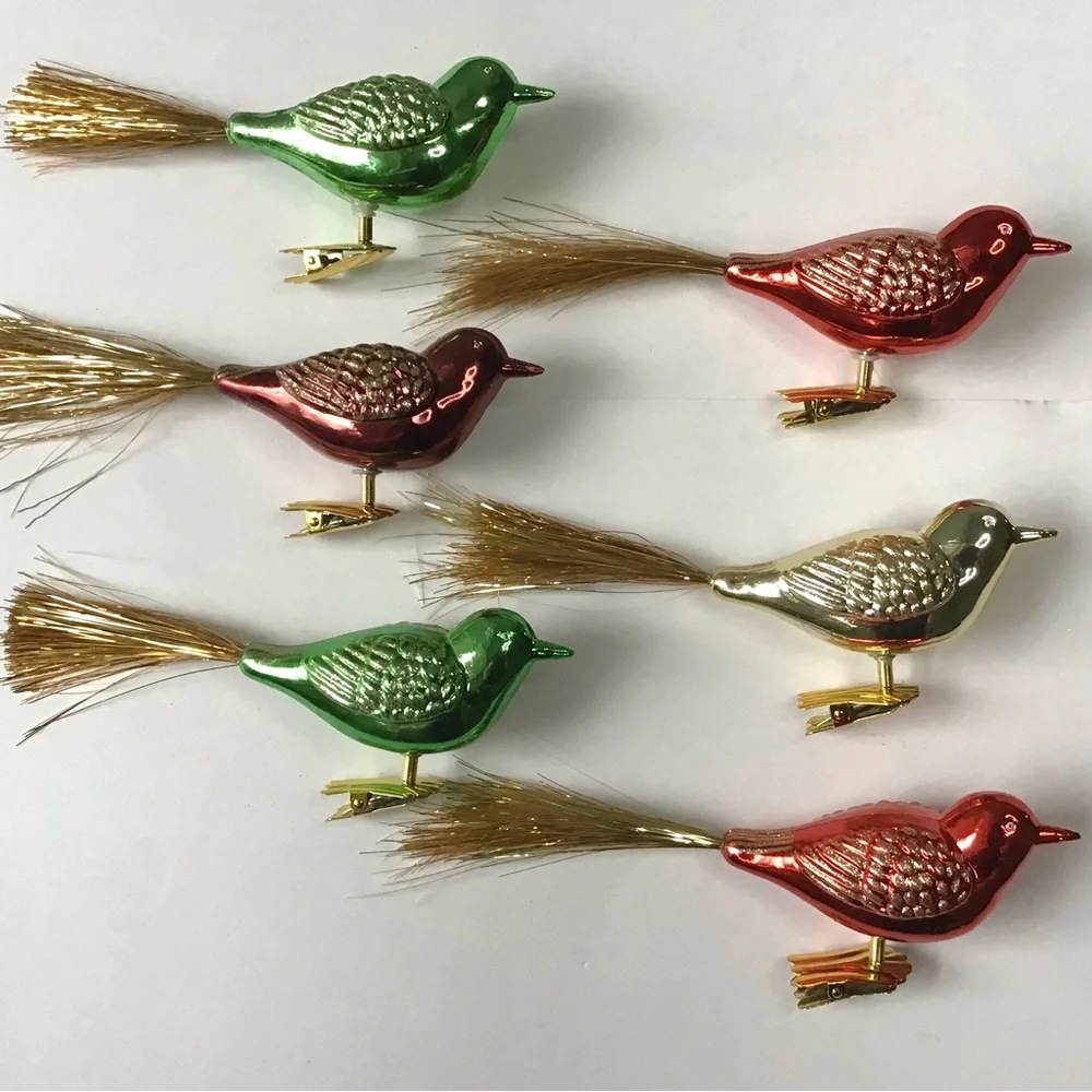Martha Stewart Living Bird Ornaments Clip-On Shatter-Resistant Multi-Color 6Pcs